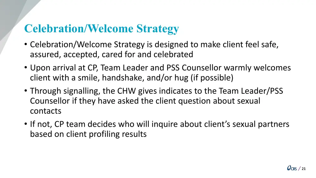 celebration welcome strategy