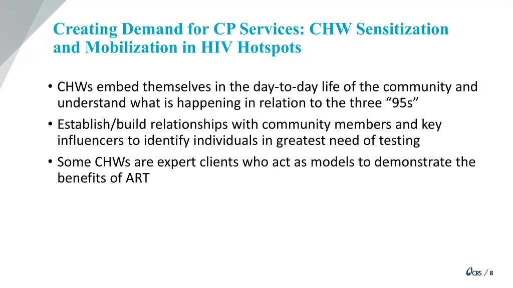 creating demand for cp services chw sensitization