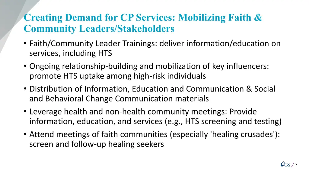 creating demand for cp services mobilizing faith