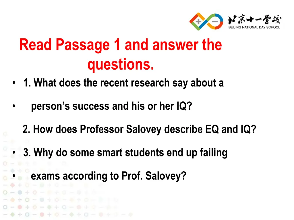 read passage 1 and answer the questions