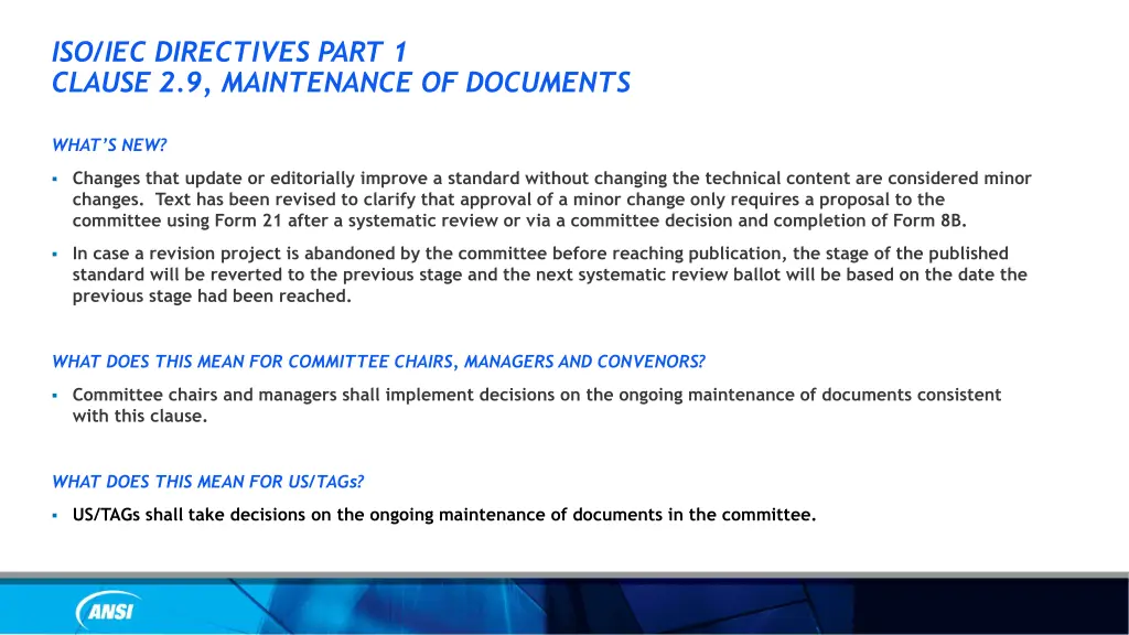 iso iec directives part 1 clause 2 9 maintenance