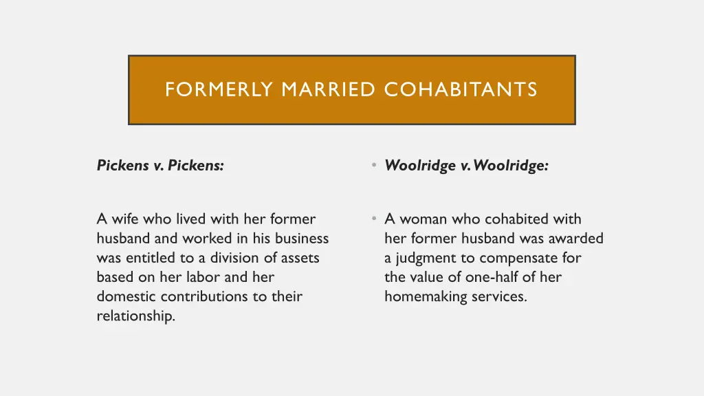 formerly married cohabitants
