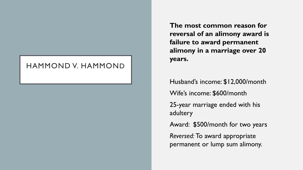 the most common reason for reversal of an alimony