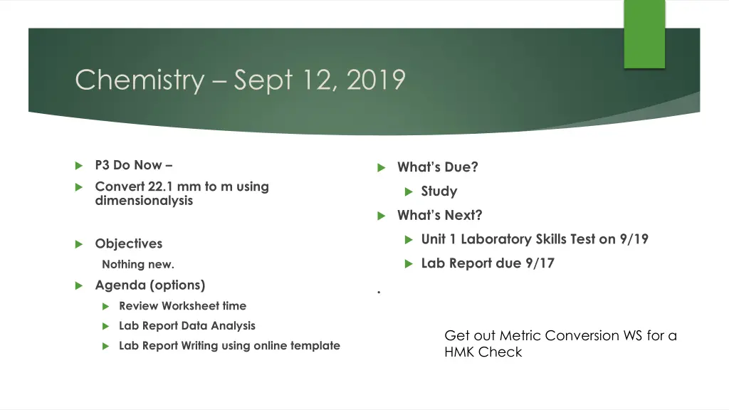 chemistry sept 12 2019