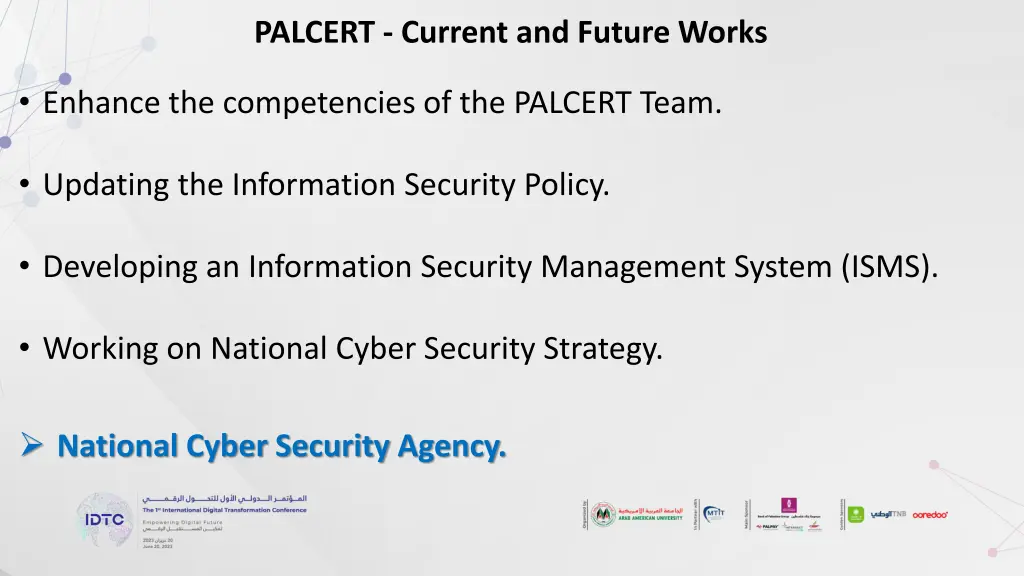 palcert current and future works