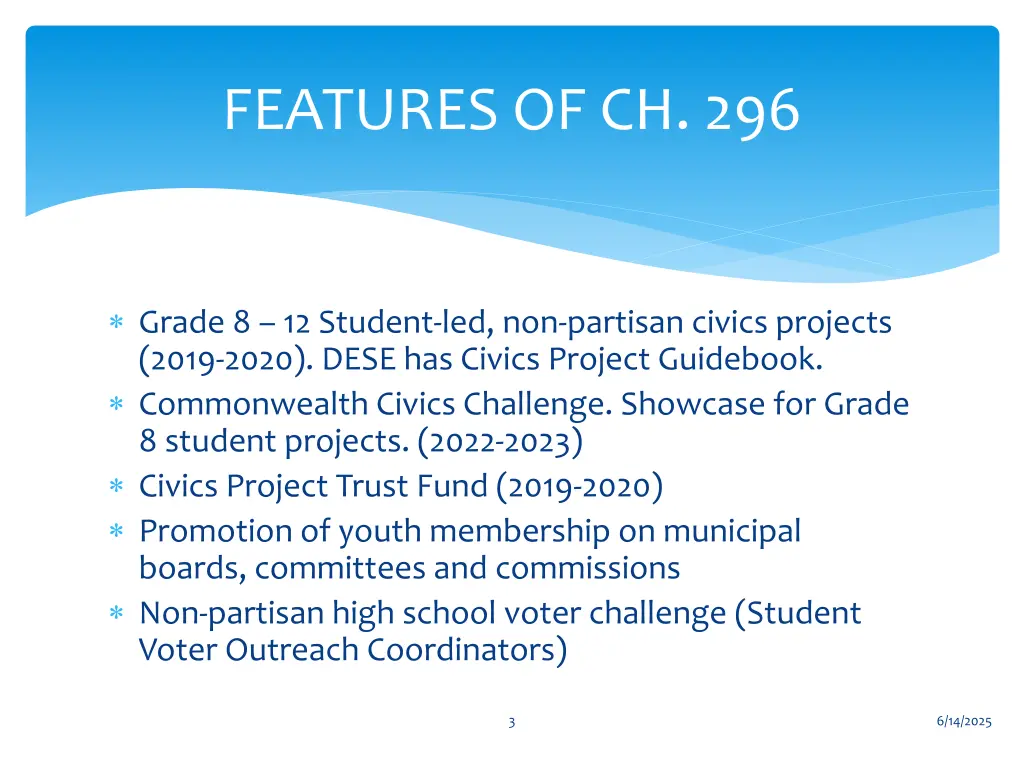 features of ch 296