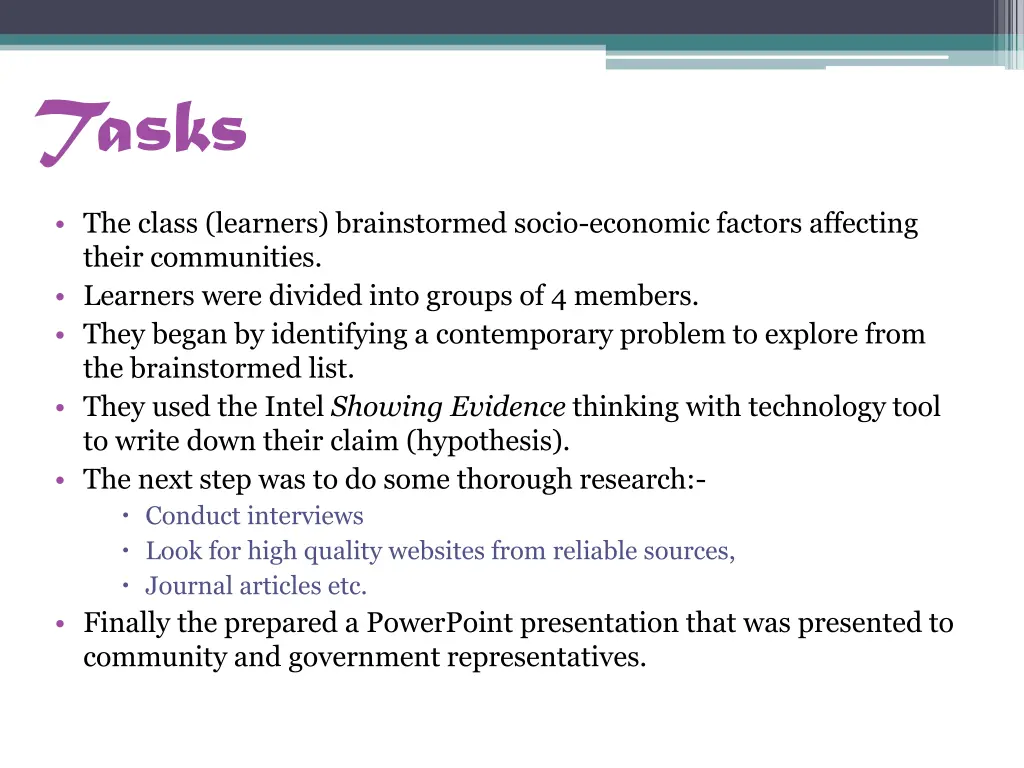 tasks