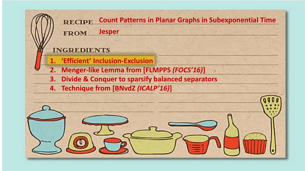 count patterns in planar graphs in subexponential