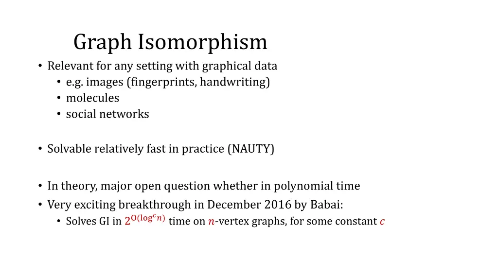 subgraph isomorphism relevant for any setting