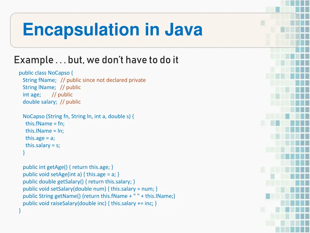 encapsulation in java 1