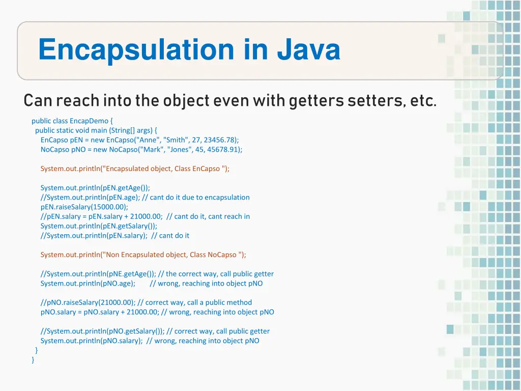 encapsulation in java 2