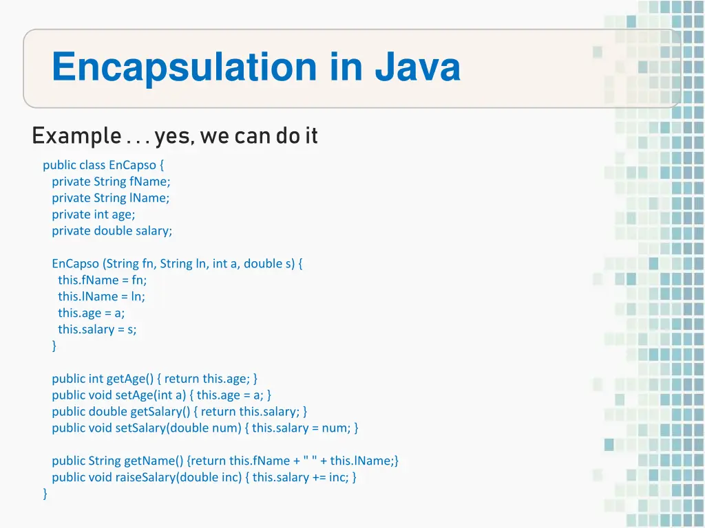encapsulation in java