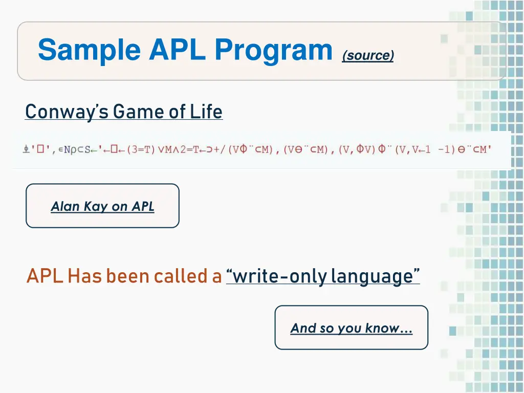 sample apl program source