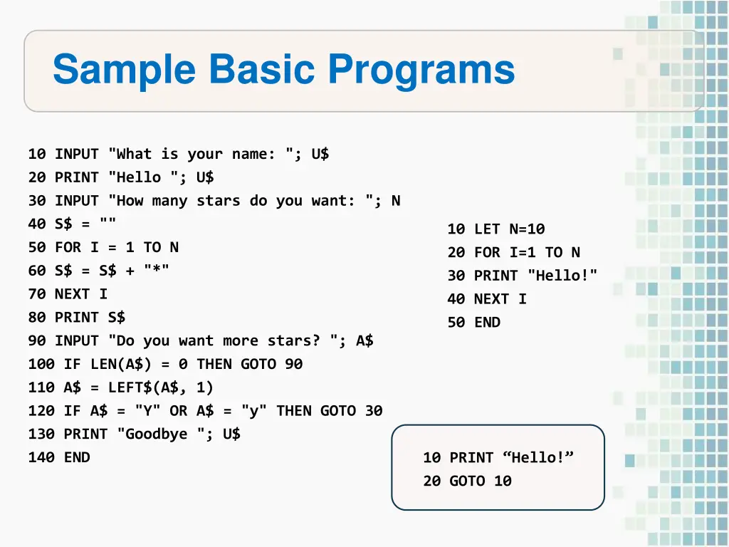 sample basic programs