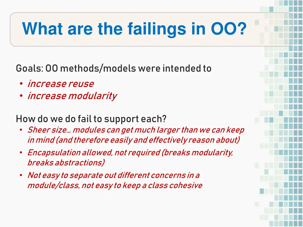 what are the failings in oo