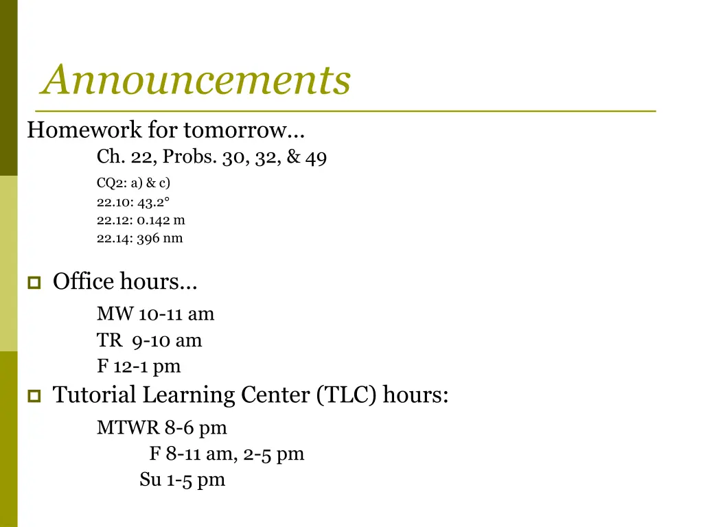 announcements