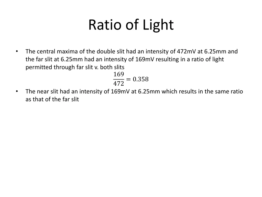 ratio of light