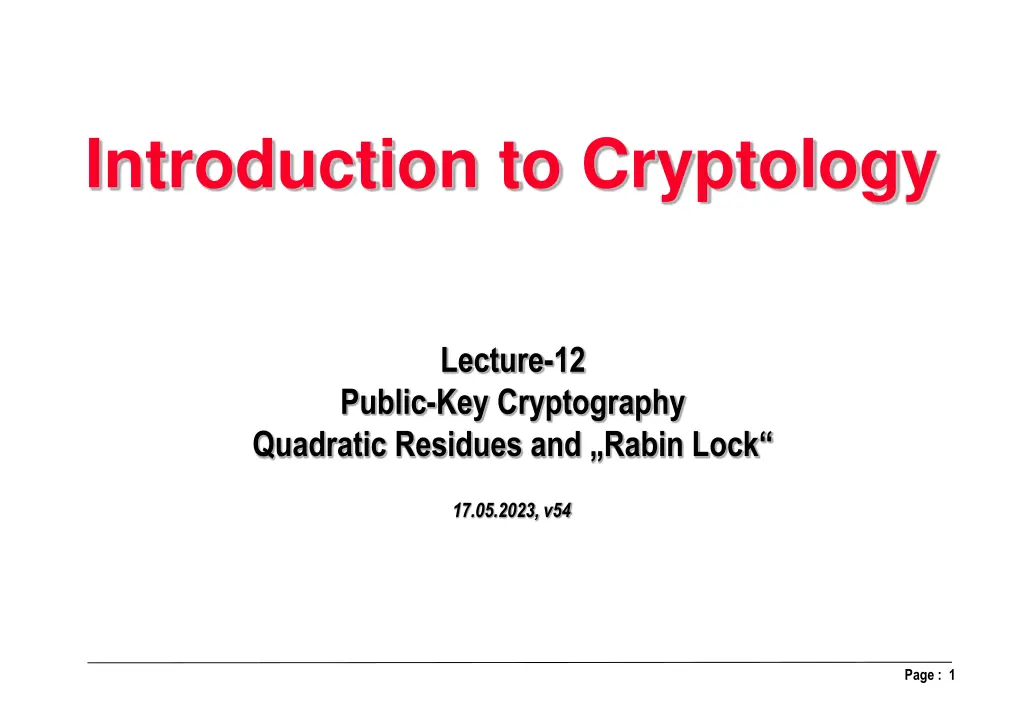 introduction to cryptology