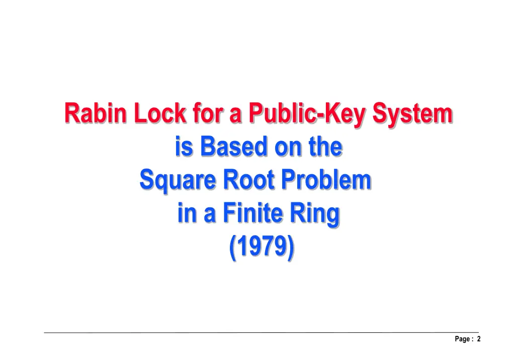rabin lock for a public key system is based