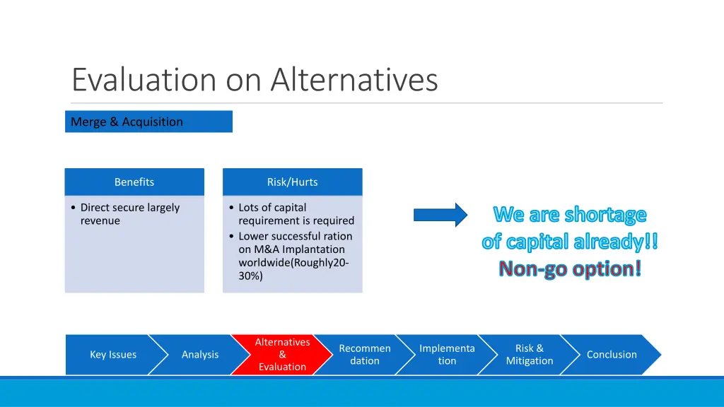 evaluation on alternatives 1