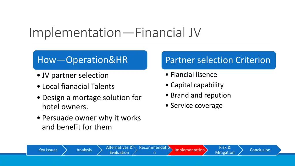 implementation financial jv 1