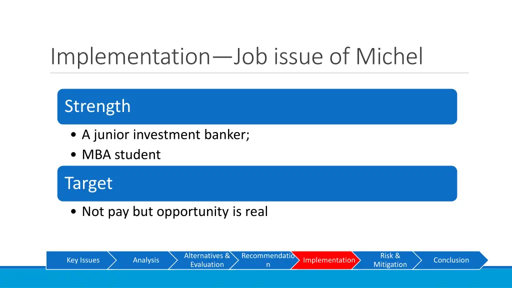 implementation job issue of michel