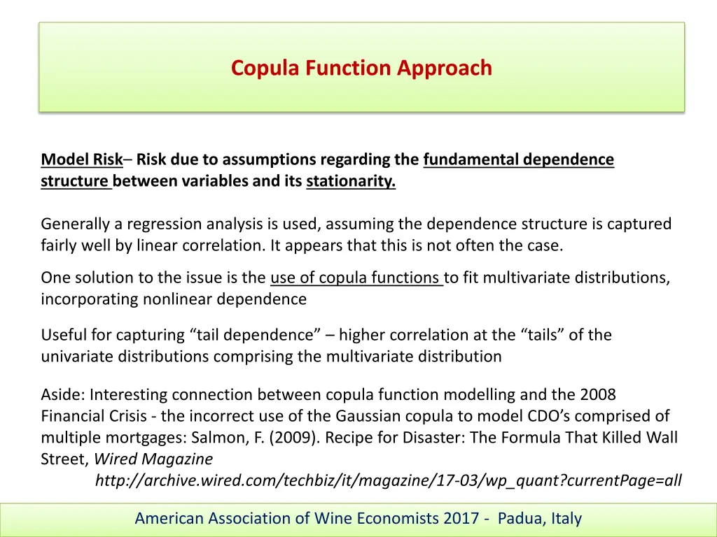 copula function approach