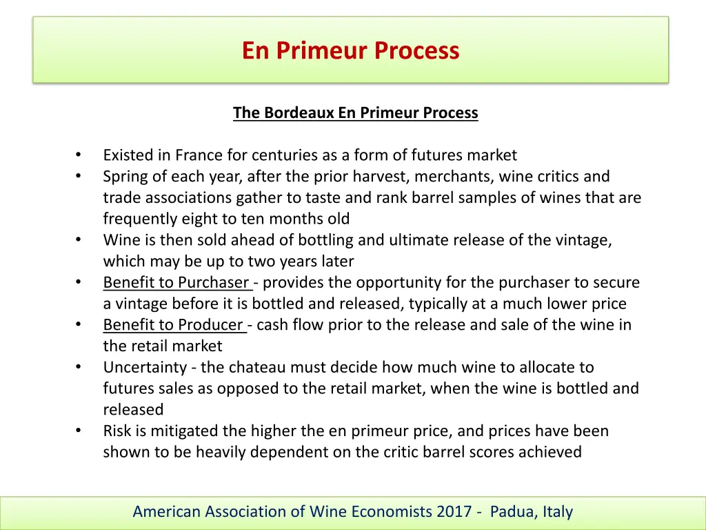 en primeur process