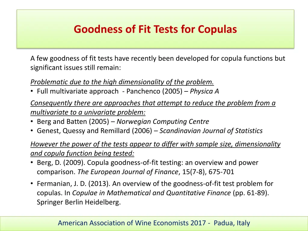 goodness of fit tests for copulas