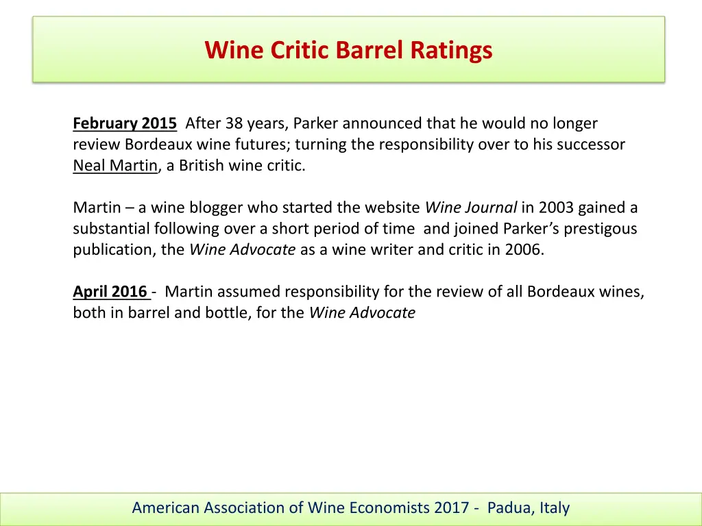 wine critic barrel ratings 2