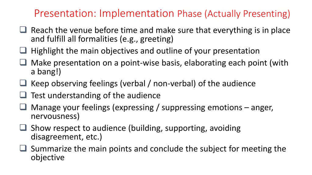 presentation implementation phase actually