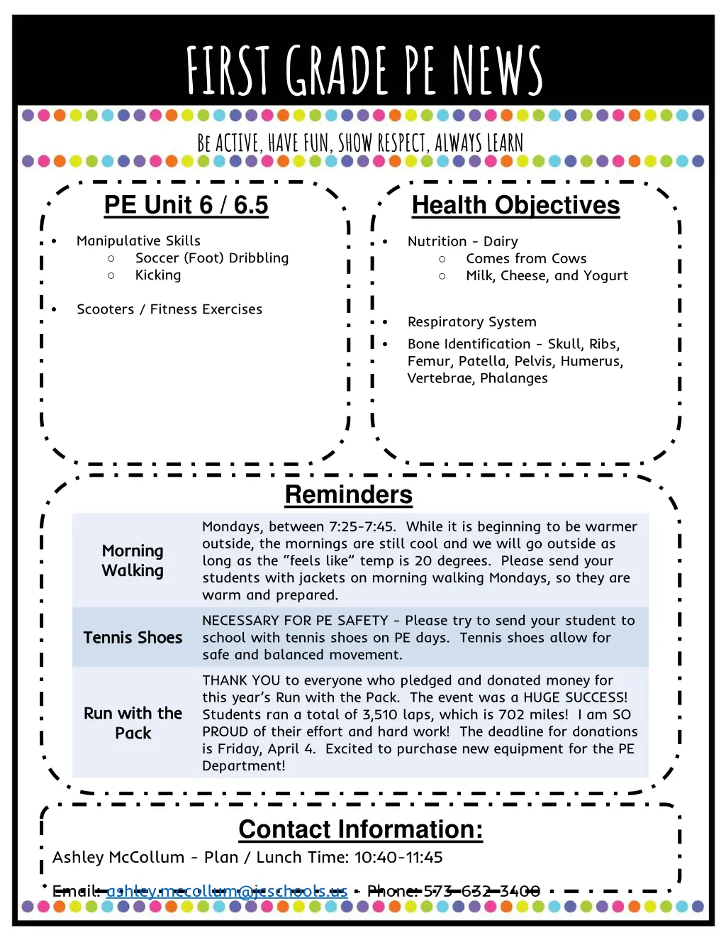 first grade pe news