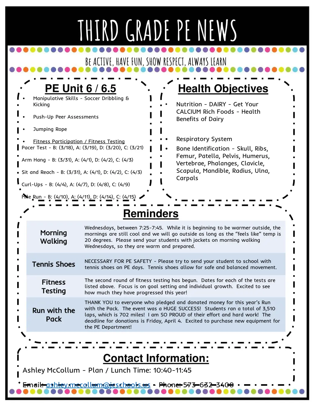 third grade pe news