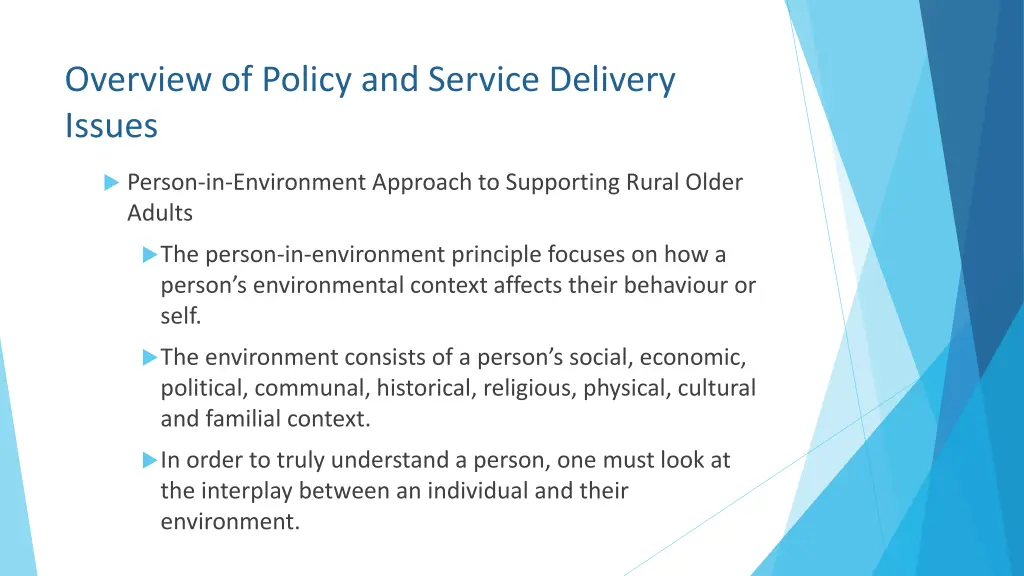 overview of policy and service delivery issues 3