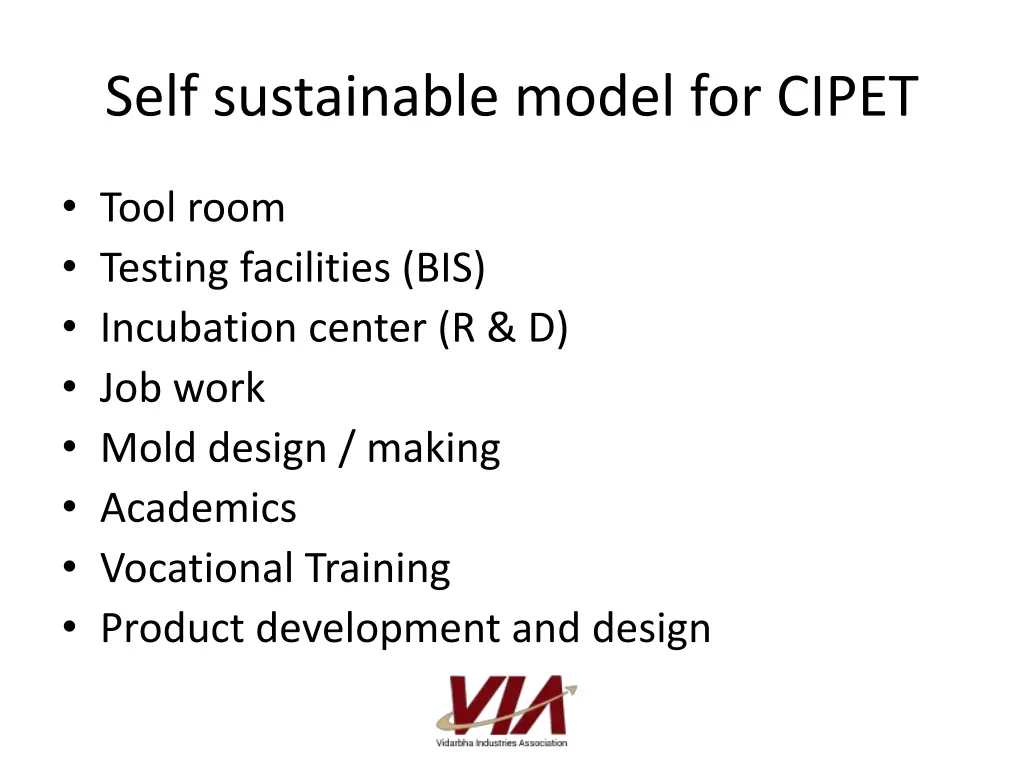 self sustainable model for cipet