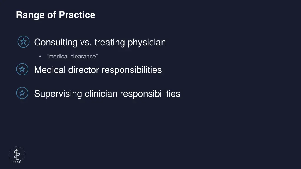 range of practice