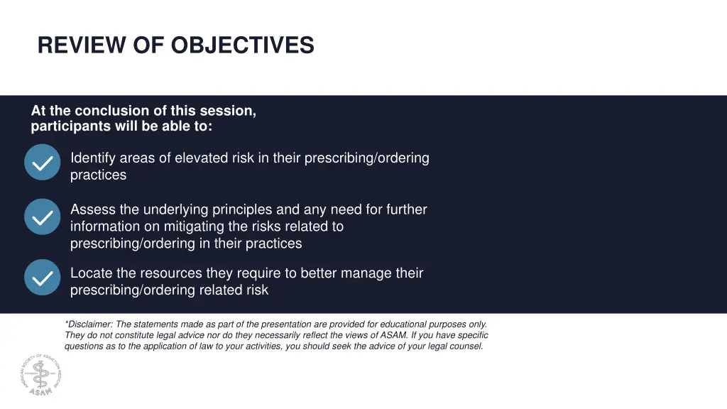 review of objectives