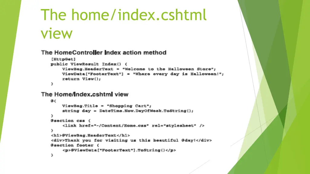 the home index cshtml view