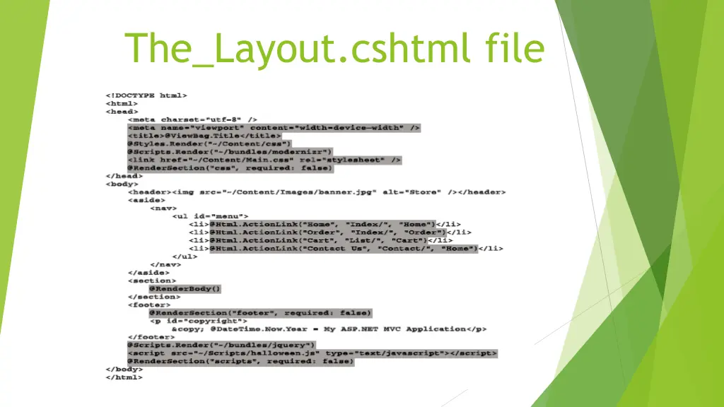 the layout cshtml file