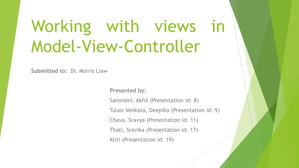 working with views in model view controller