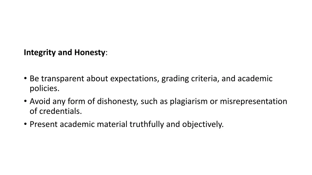 integrity and honesty