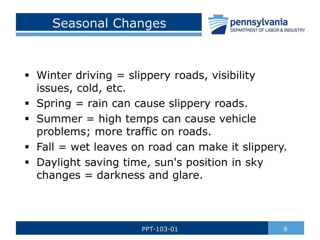 seasonal changes