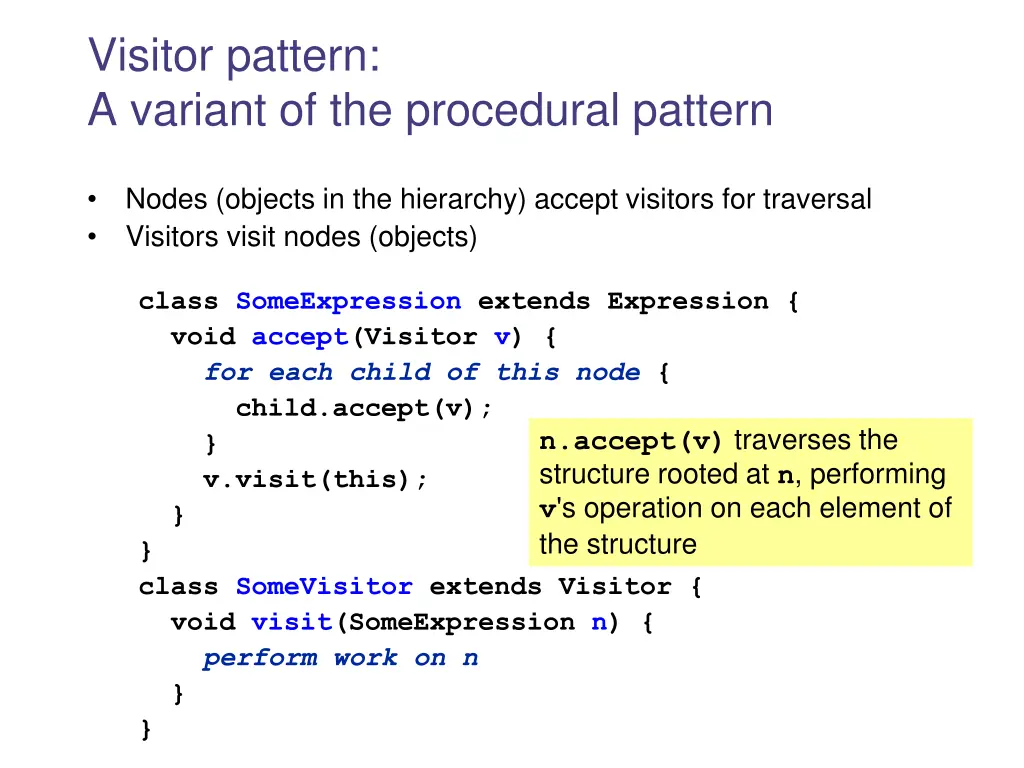 visitor pattern a variant of the procedural