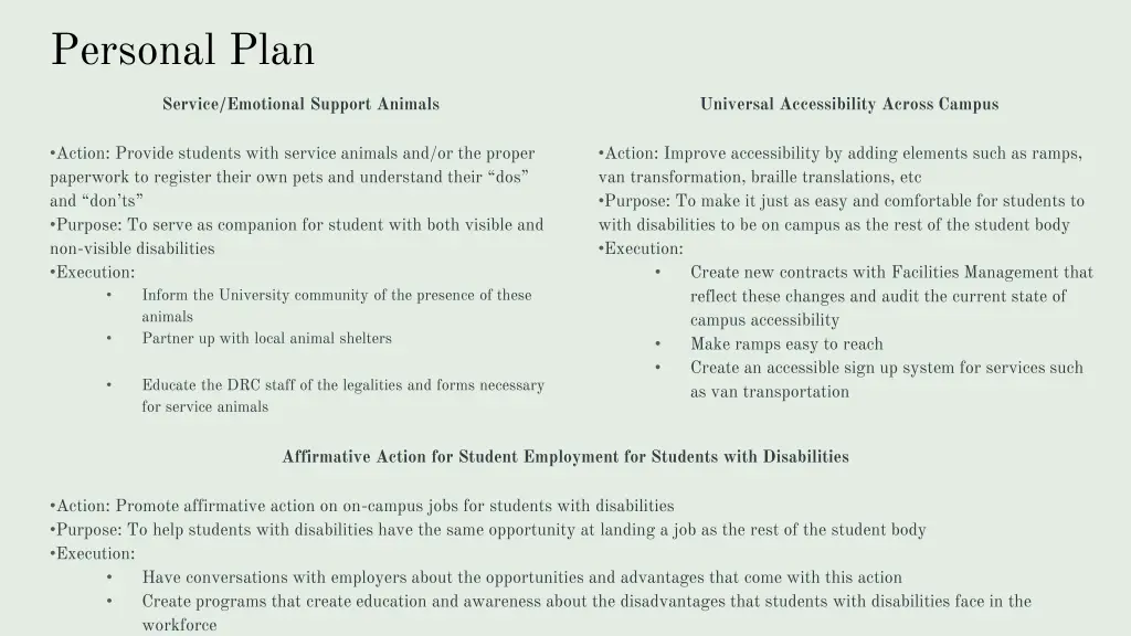 personal plan
