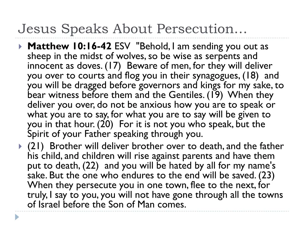 jesus speaks about persecution matthew
