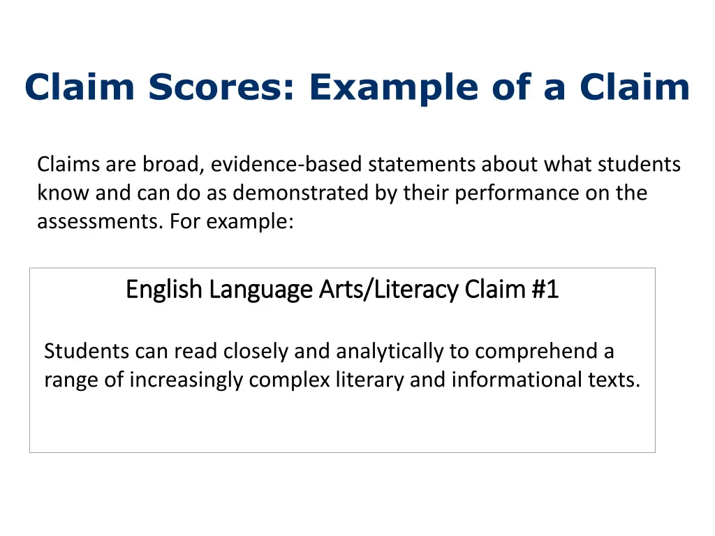 claim scores example of a claim