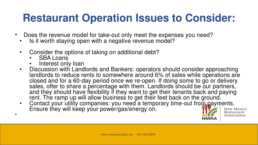restaurant operation issues to consider