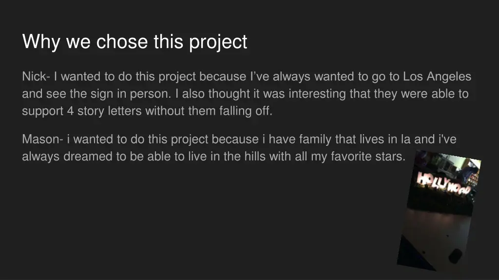 why we chose this project