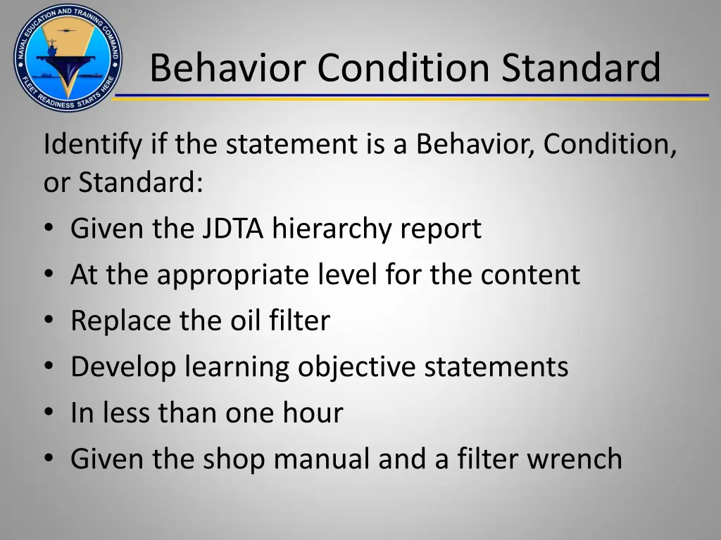 behavior condition standard