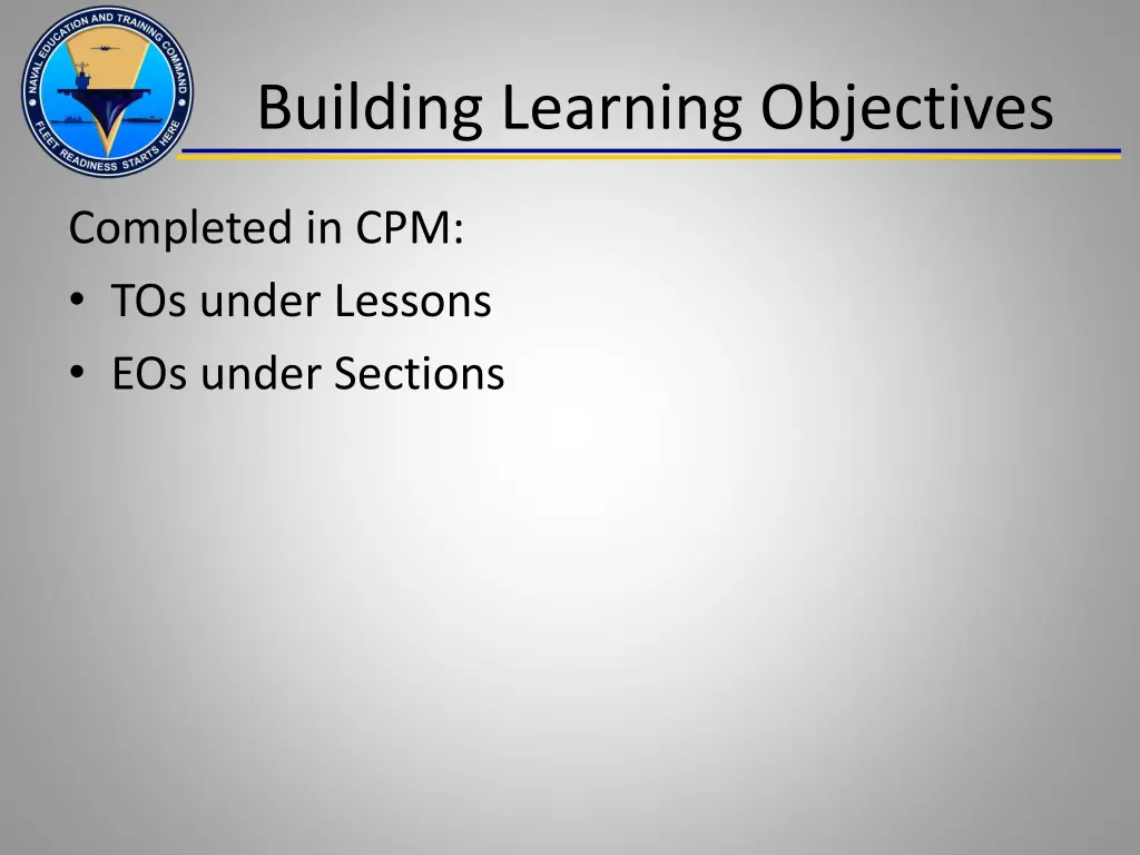building learning objectives